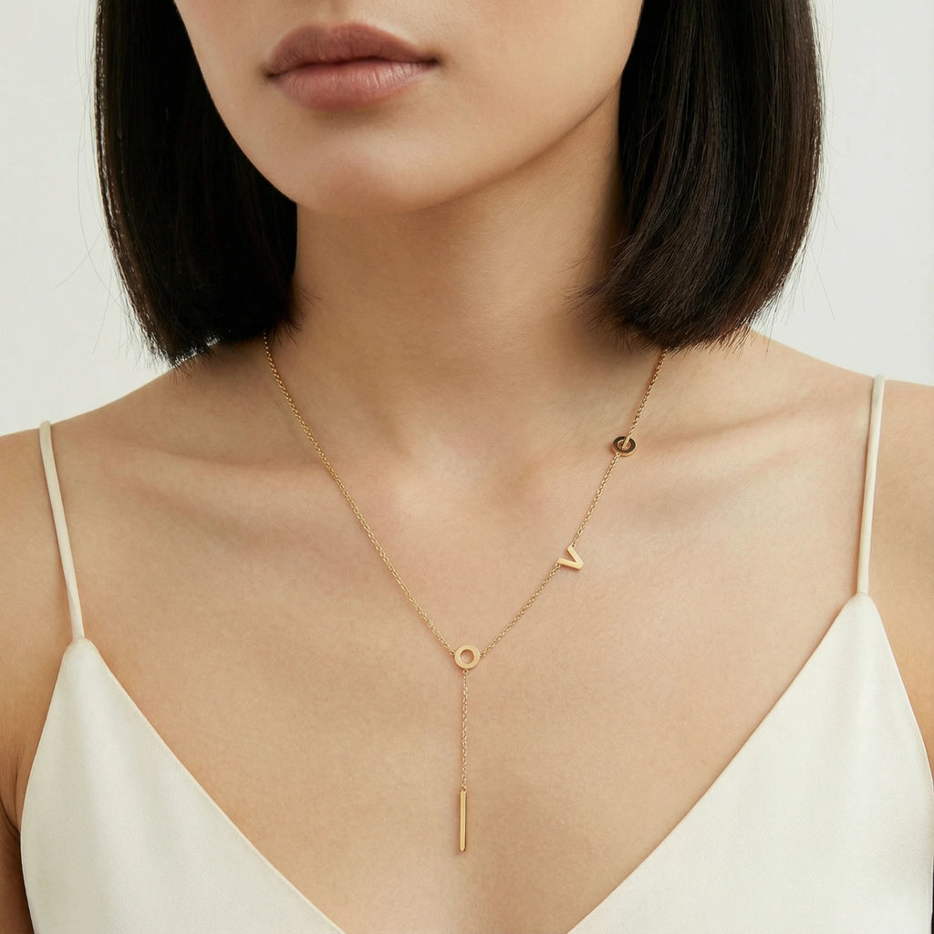 Adeline Love Letter Lariat Necklace