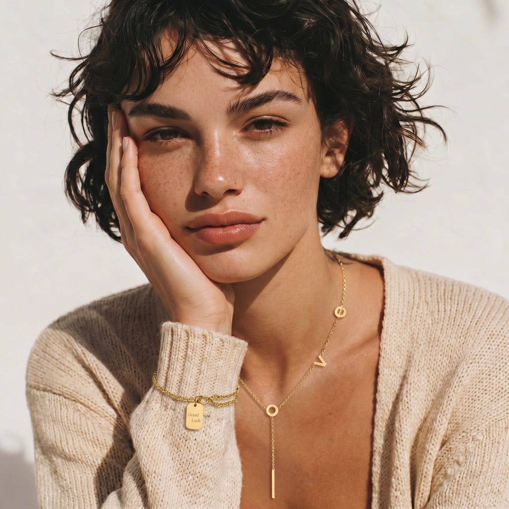 Adeline Love Letter Lariat Necklace